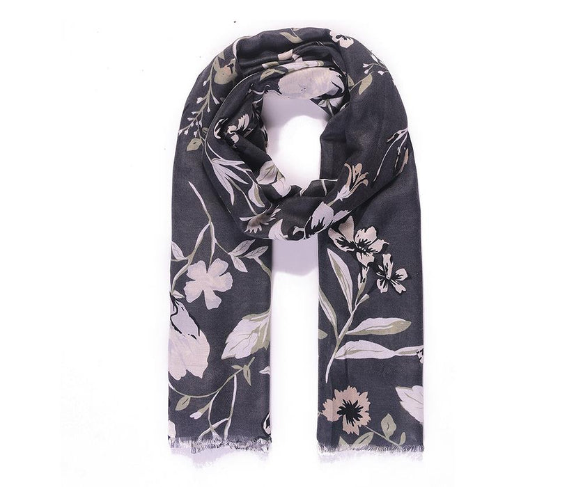 Olive Green Floral  Print scarf