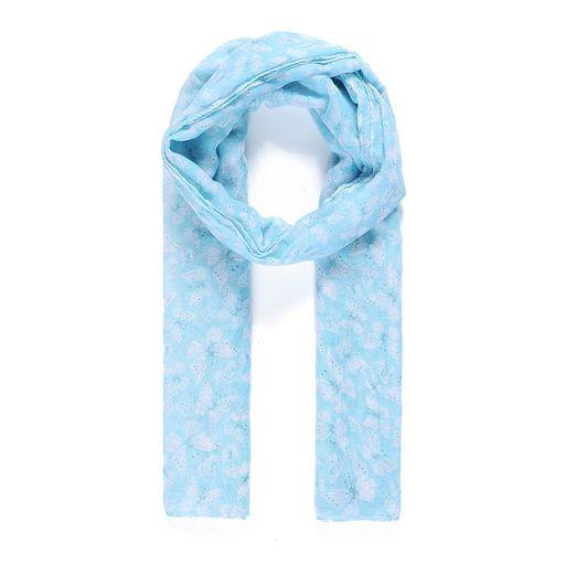 Tasha Butterfly Floral Print Scarf in Blue